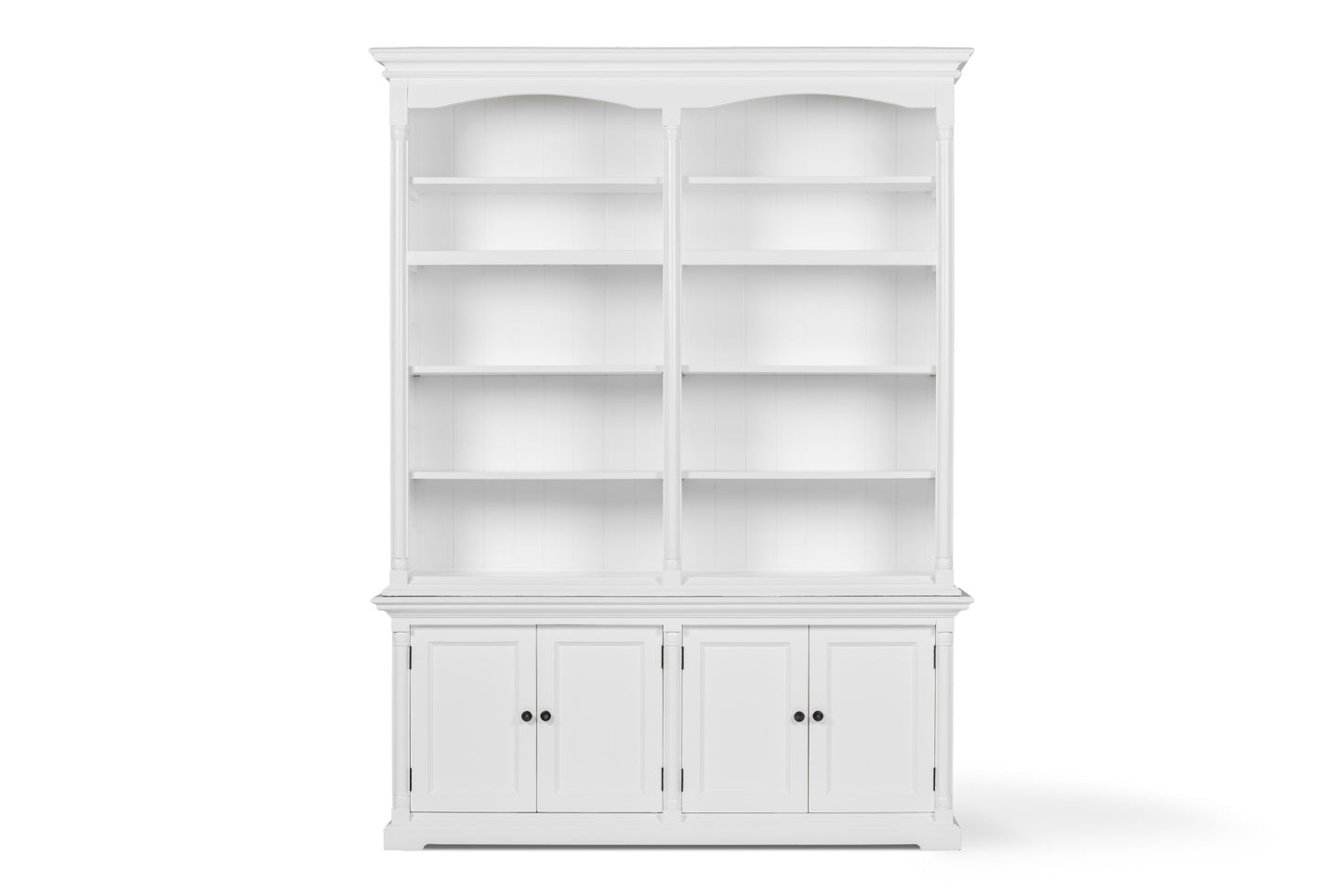 65" White Solid Wood Frame Dining Hutch With Fourteen Shelves-1