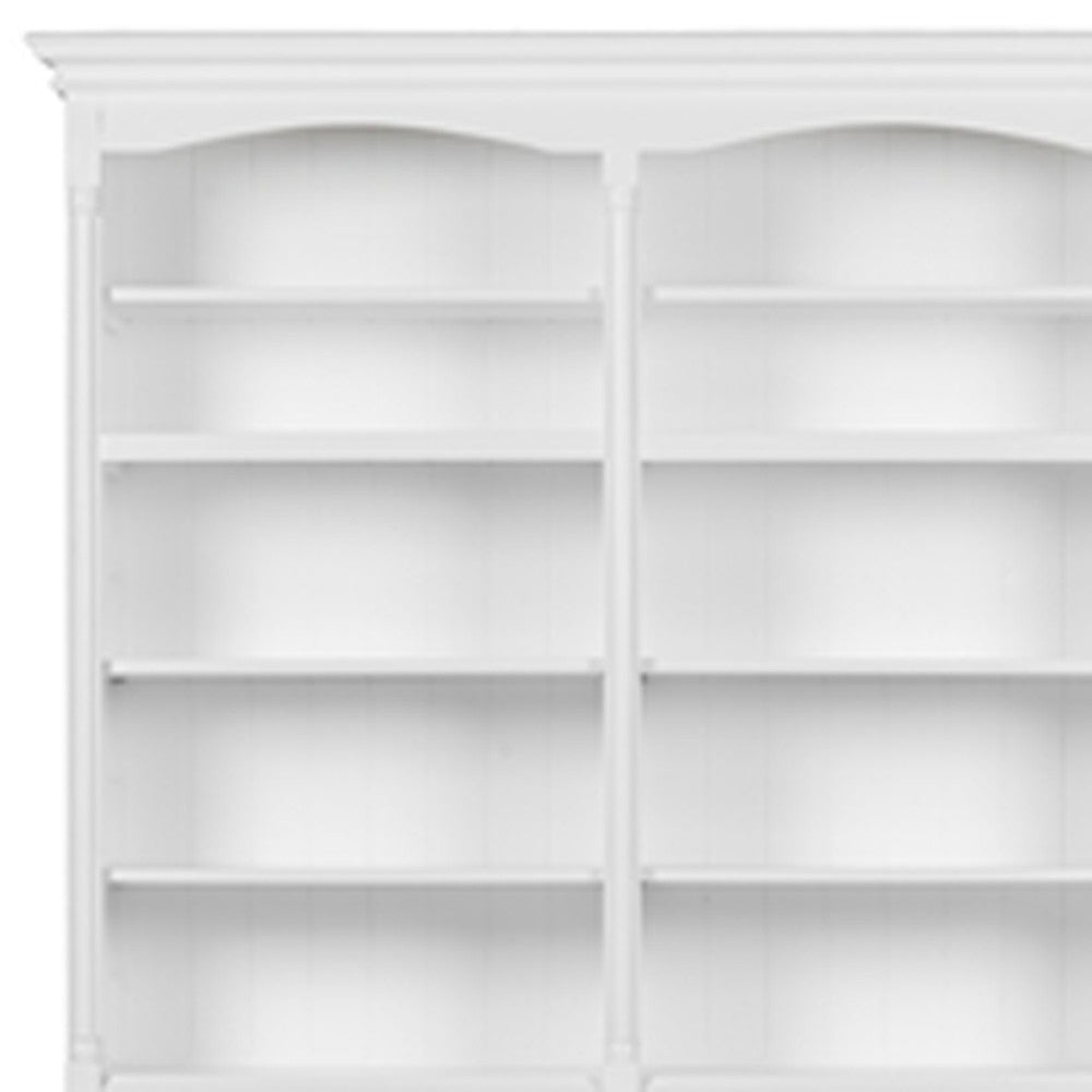 65" White Solid Wood Frame Dining Hutch With Fourteen Shelves-5