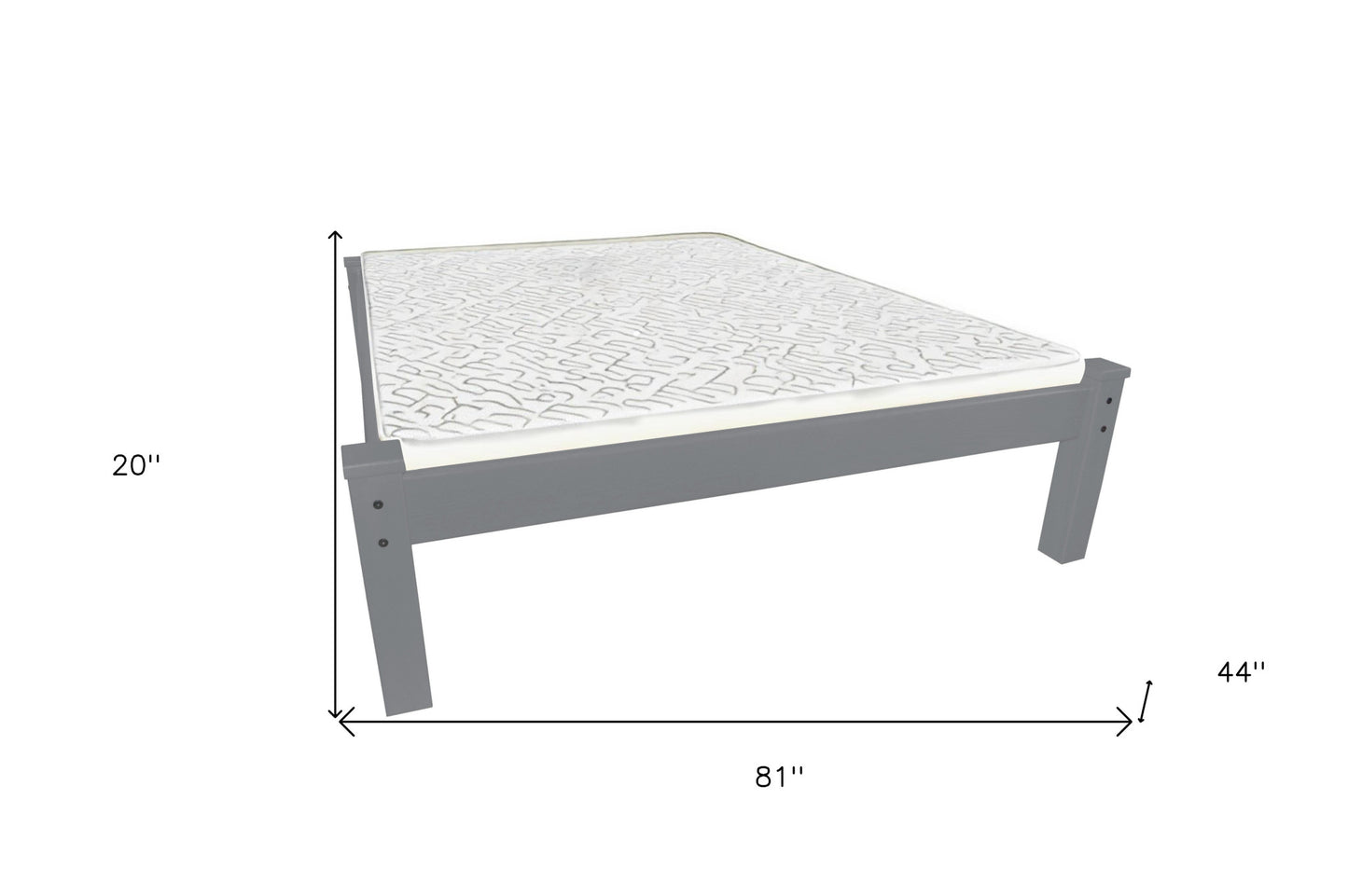 Gray Solid Wood Twin Bed Frame-5