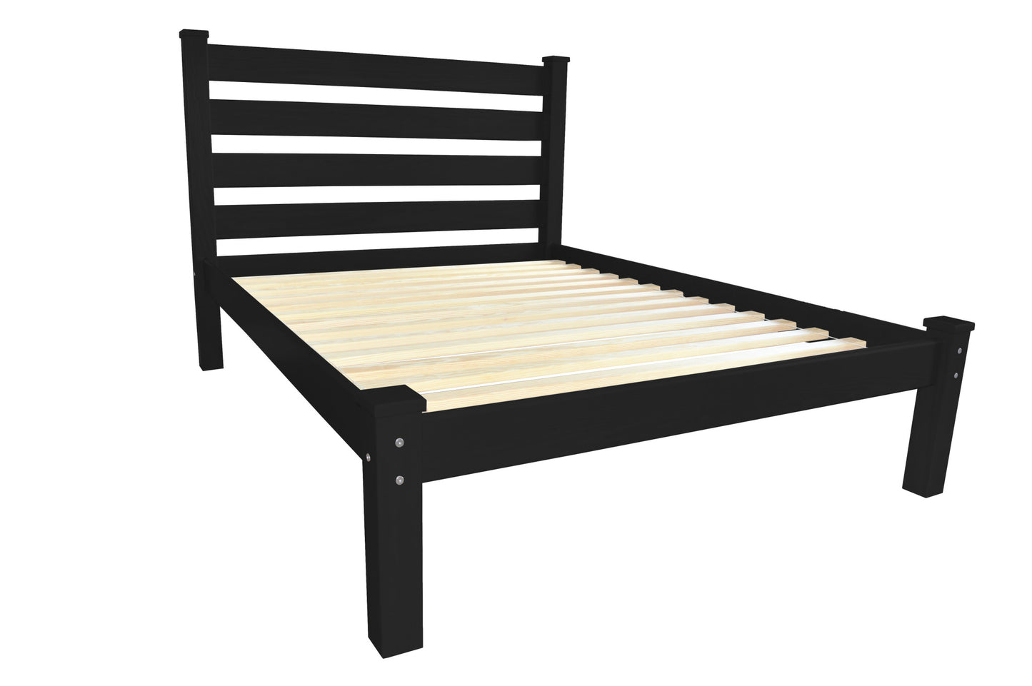 Black Solid Wood Full Bed Frame-2