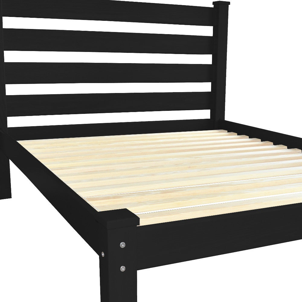 Black Solid Wood Full Bed Frame-4