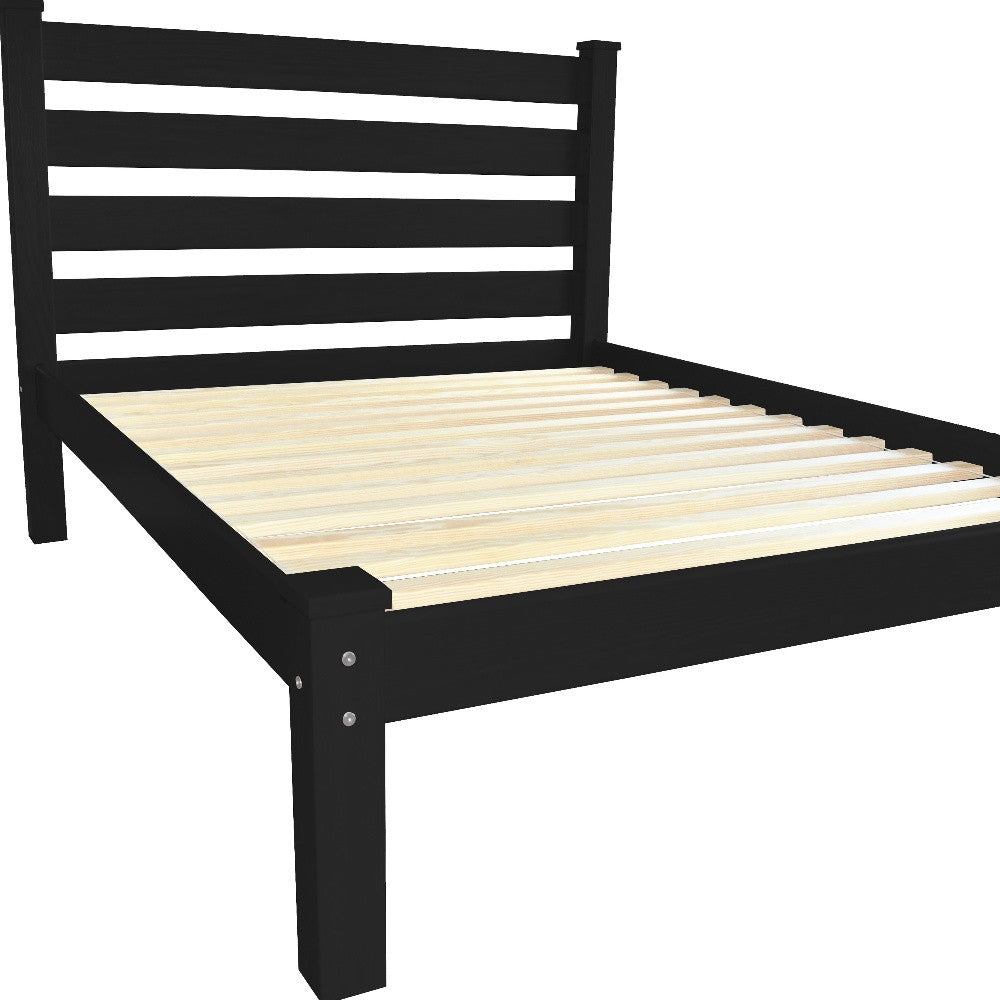 Black Solid Wood Full Bed Frame-5