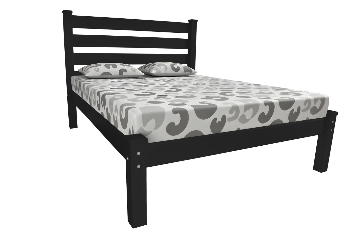 Black Solid Wood Full Bed Frame-1