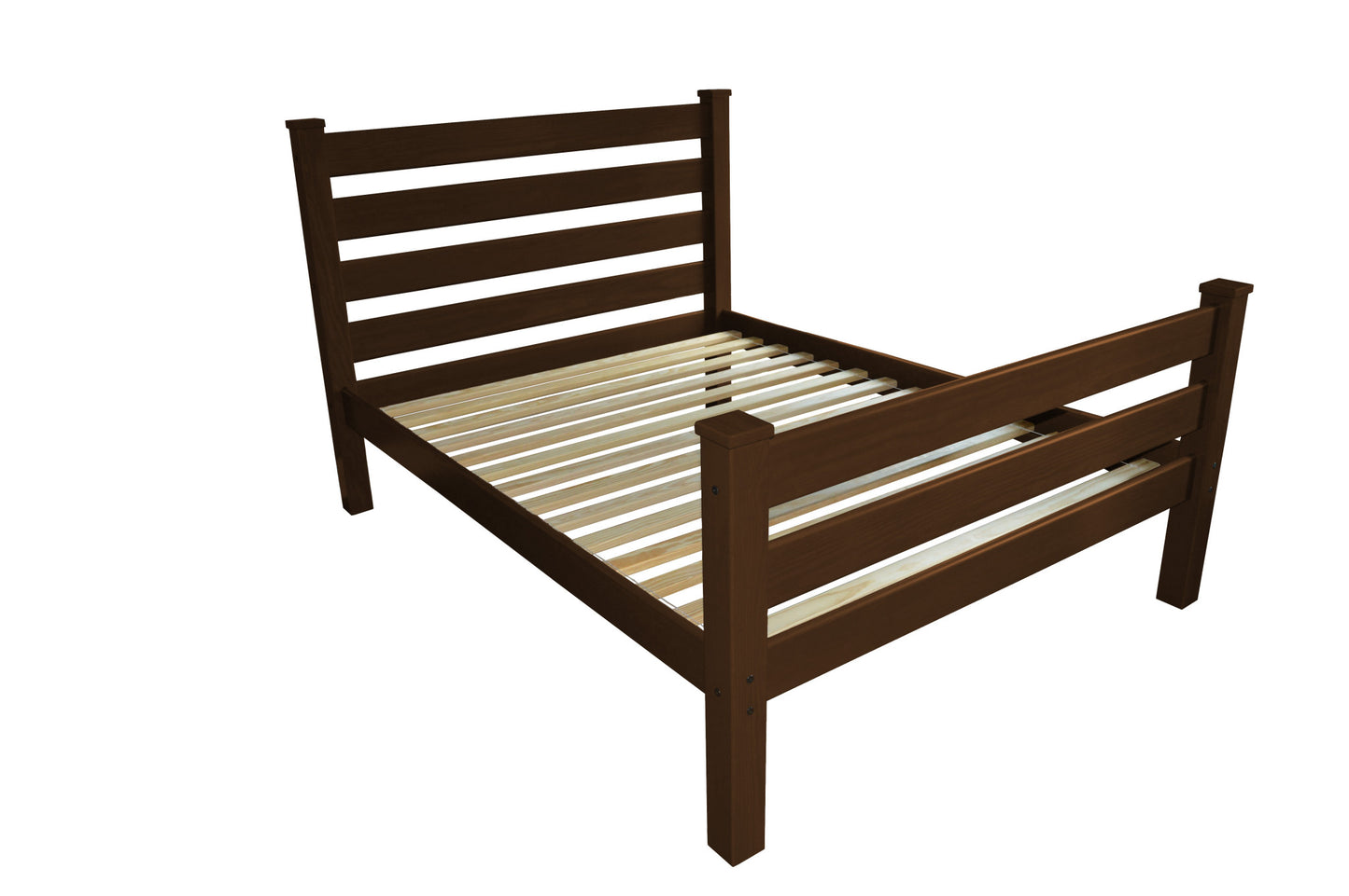 Brown Solid Wood Queen Bed Frame-2