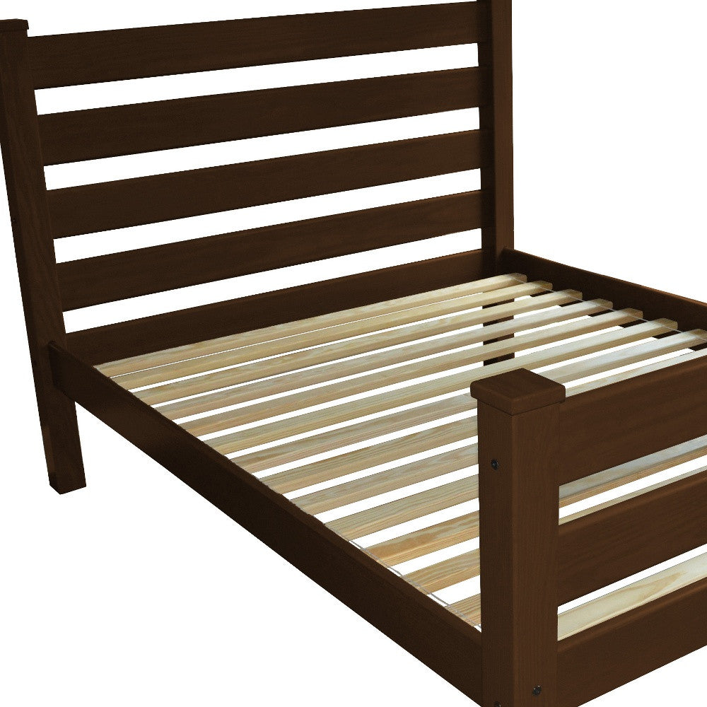 Brown Solid Wood Queen Bed Frame-4