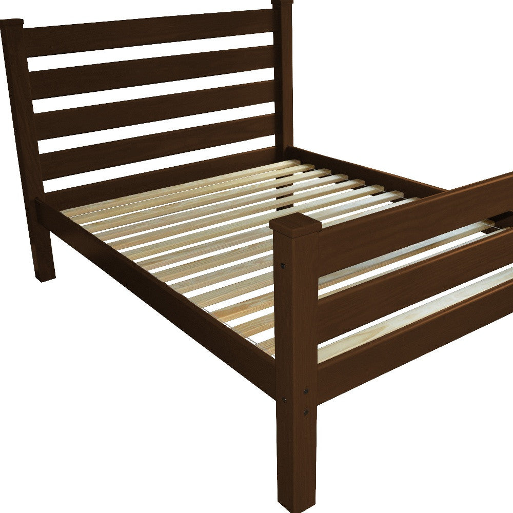 Brown Solid Wood Queen Bed Frame-5
