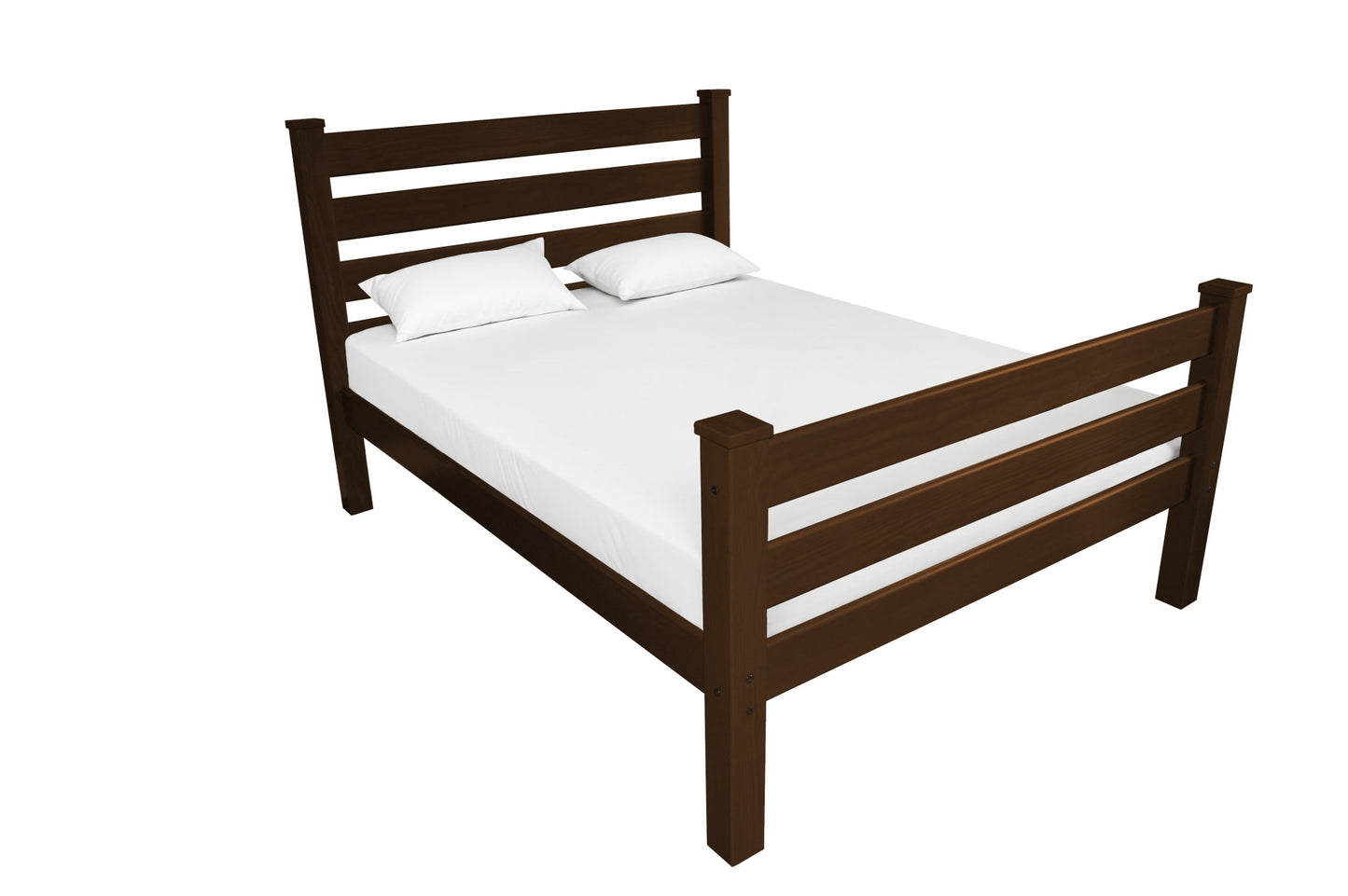 Brown Solid Wood Queen Bed Frame-1