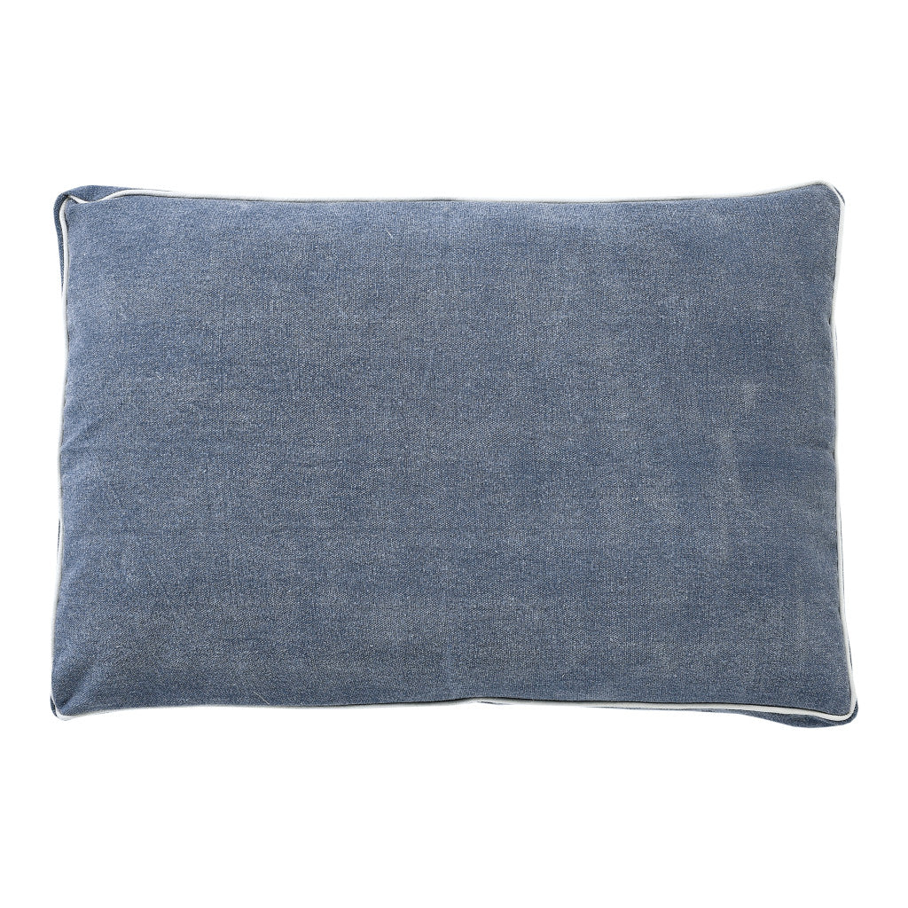 24" X 36" Stonewashed Blue Pillow Style Pet Bed With Removable Cover-3