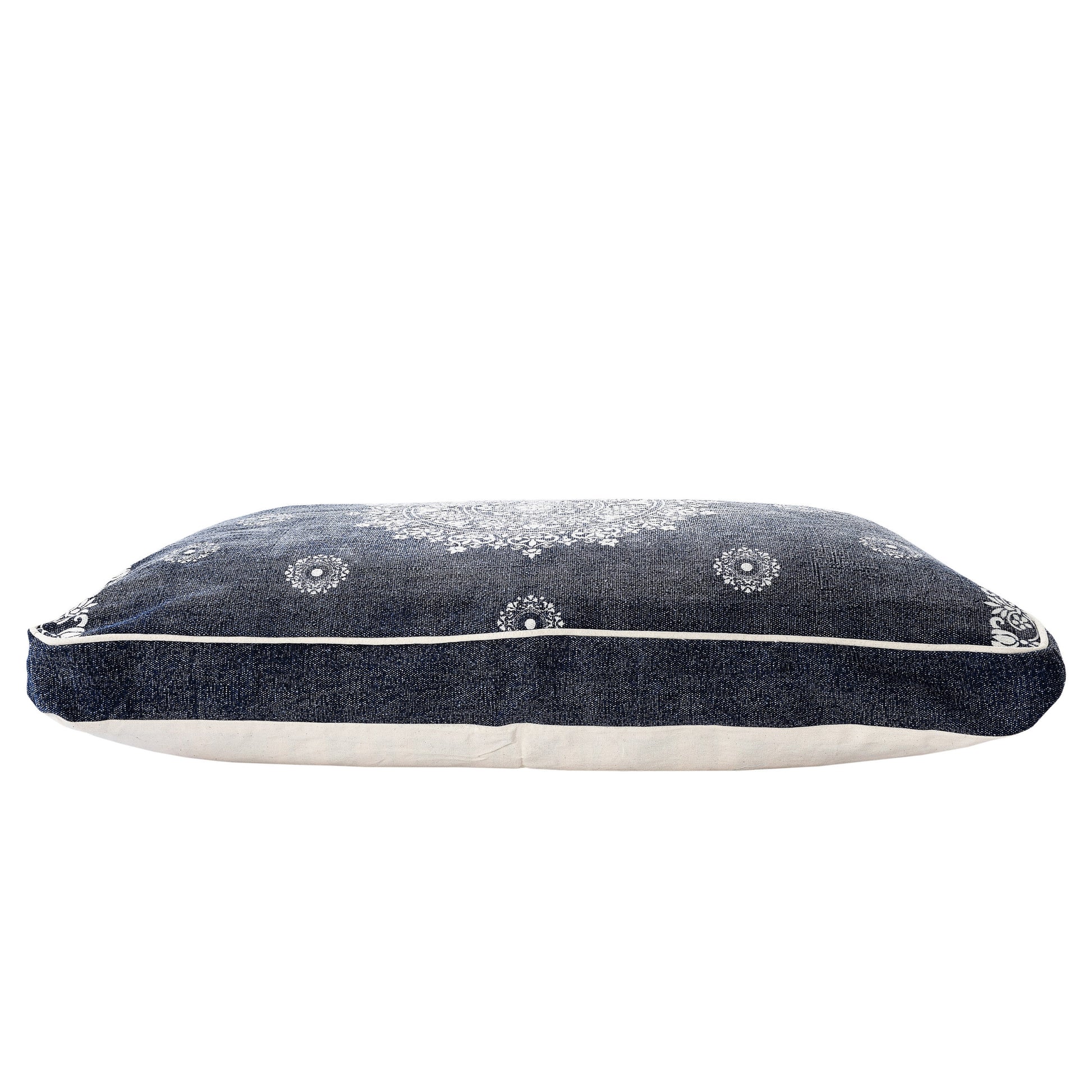 24" X 36" Stonewashed Blue Medallion Pillow Style Pet Bed With Removable Cover-1
