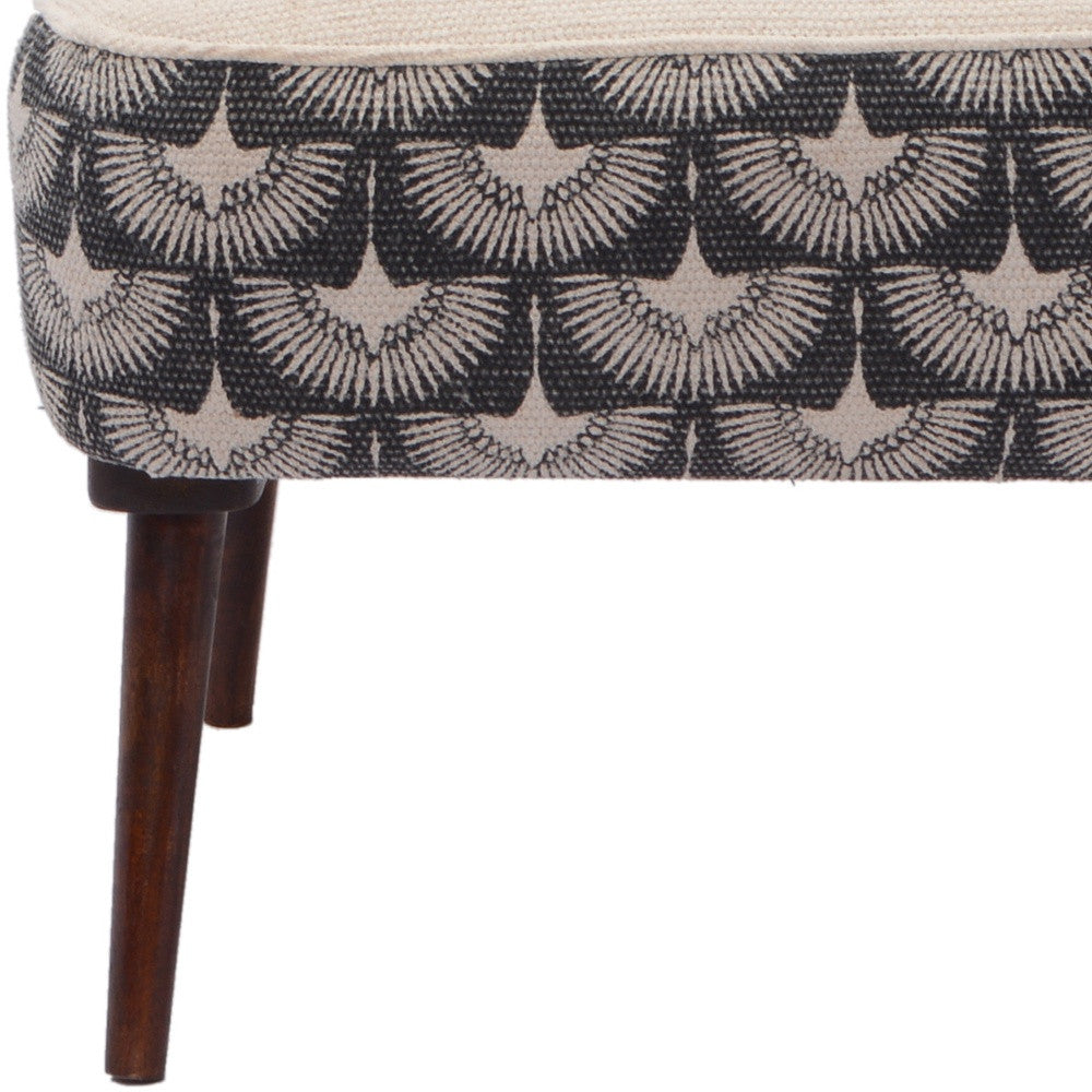 30" Cream Charcoal and Brown Geometric Tufted Wingback Chair-6