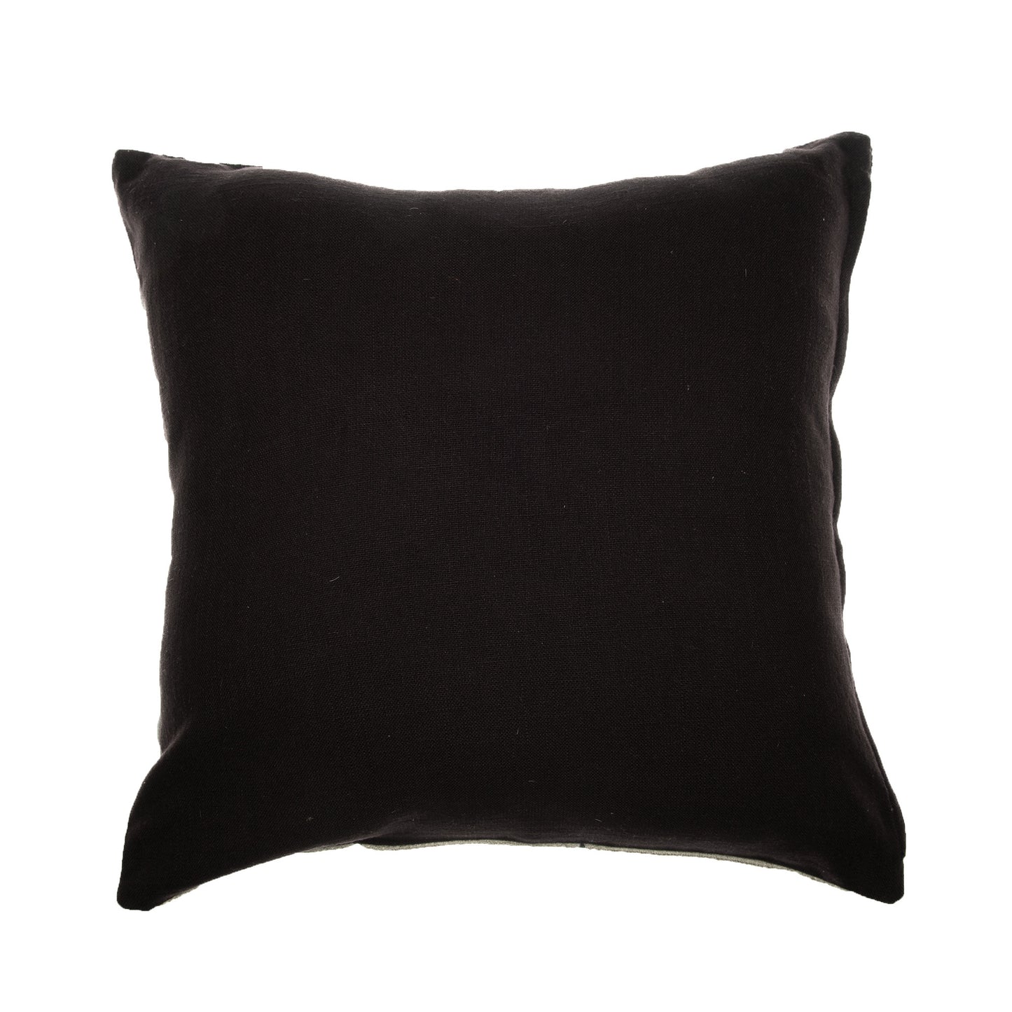 20" Beige and Black Geometric Cotton Throw Pillow With Embroidery-2