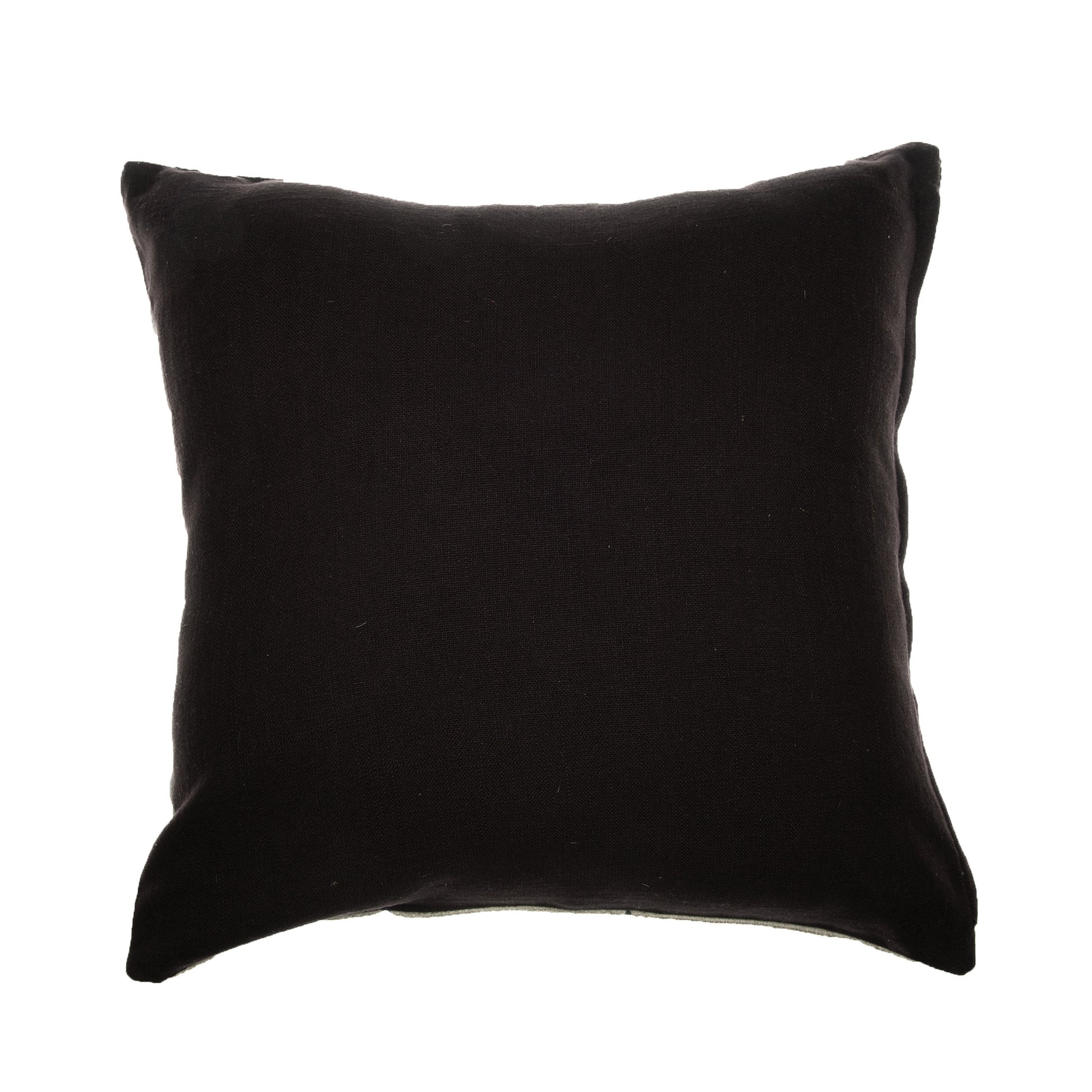 20" Beige and Black Geometric Cotton Throw Pillow With Embroidery-2