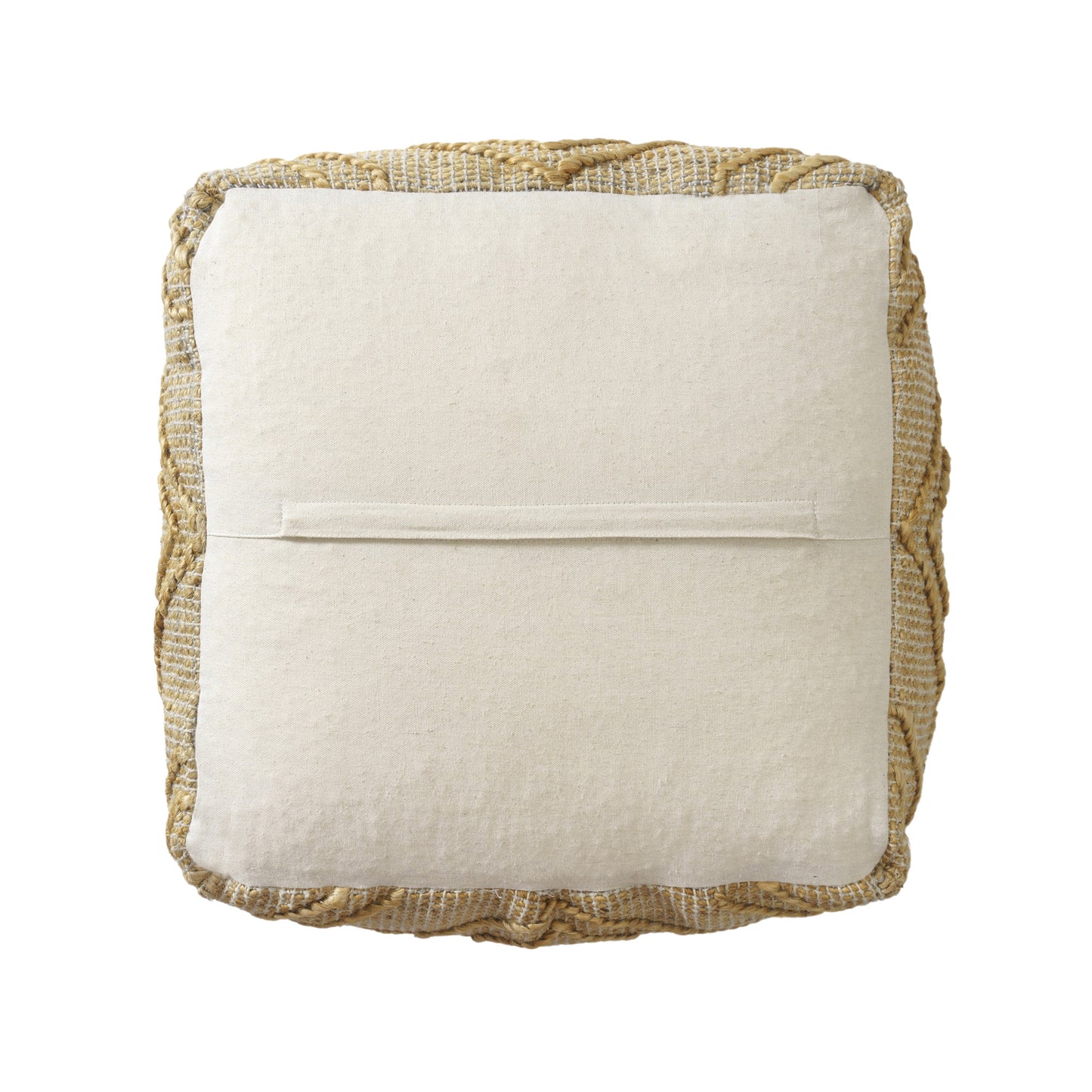 18" Natural Jute Blend Cube Quatrefoil Pouf Ottoman-3