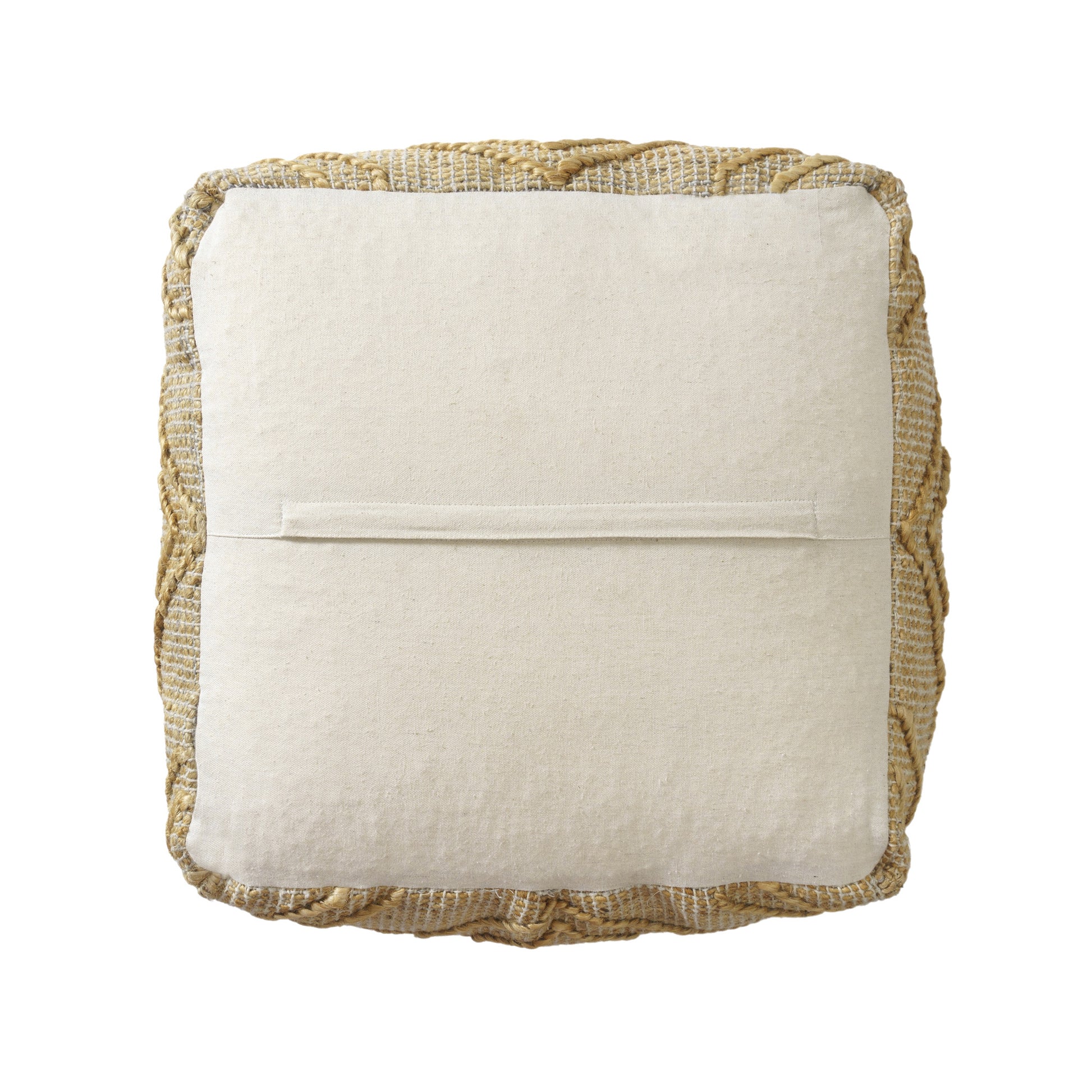 18" Natural Jute Blend Cube Quatrefoil Pouf Ottoman-3