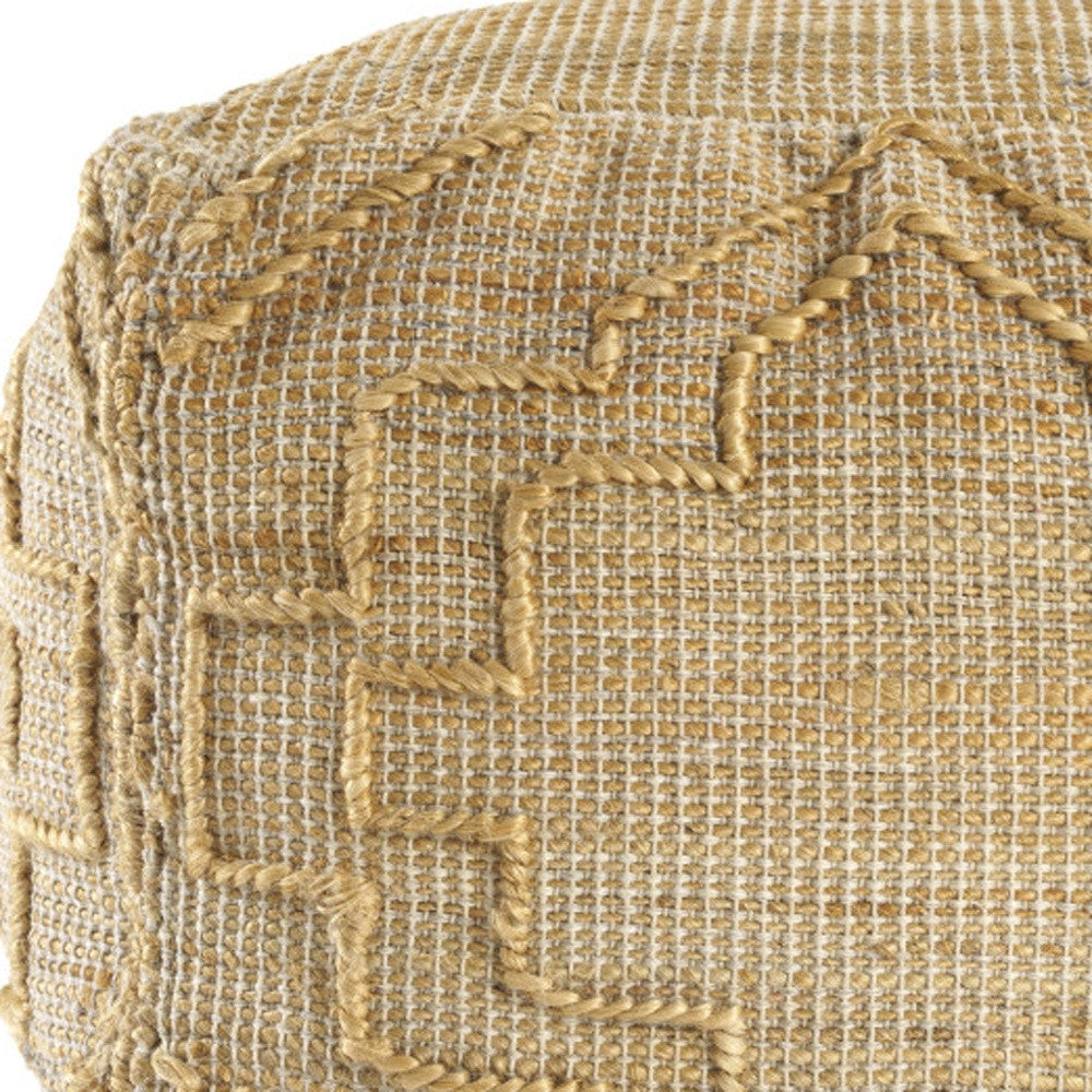 18" Natural Jute Blend Cube Quatrefoil Pouf Ottoman-5