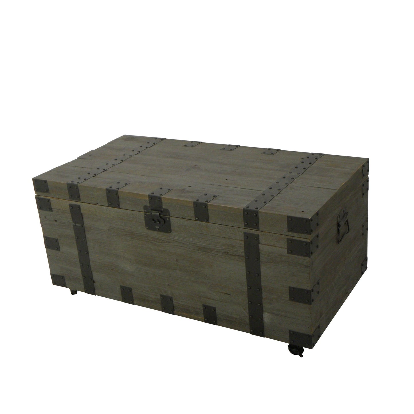 22" Brown Reclaimed Wood Distressed Trunk Coffee Table-1