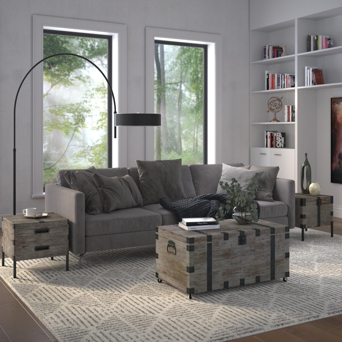 22" Brown Reclaimed Wood Distressed Trunk Coffee Table-4