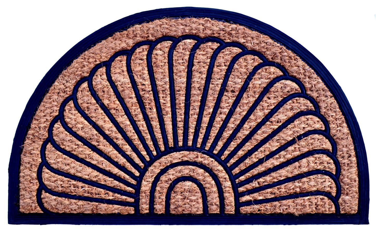 18" X 30" Brown and Black Rubber Geometric Outdoor Semi Circle Door Mat-1