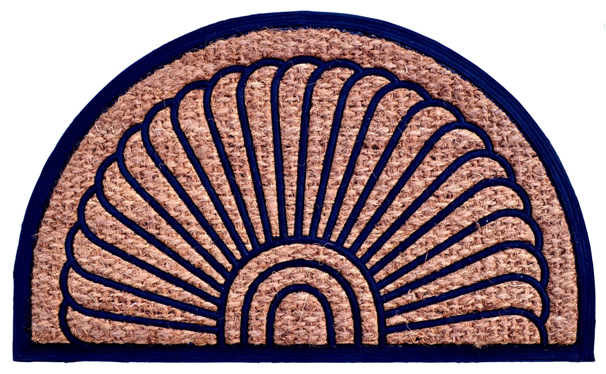18" X 30" Brown and Black Rubber Geometric Outdoor Semi Circle Door Mat-1