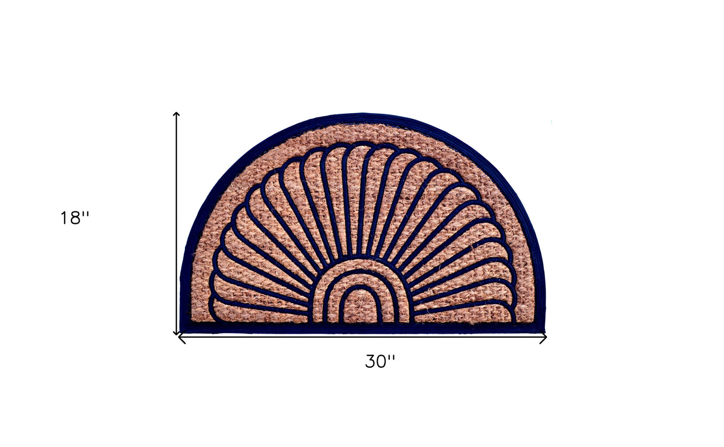 18" X 30" Brown and Black Rubber Geometric Outdoor Semi Circle Door Mat-4