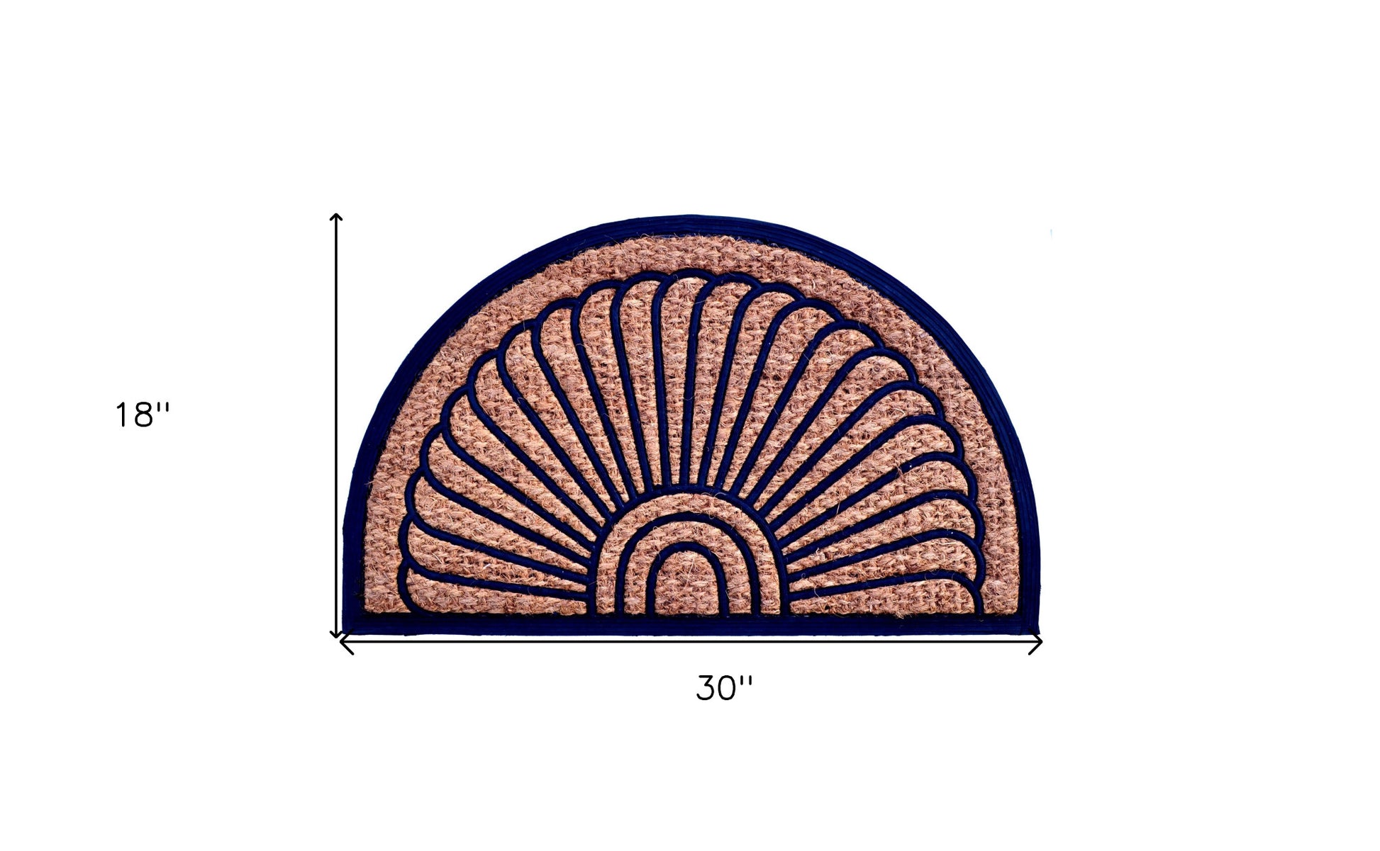 18" X 30" Brown and Black Rubber Geometric Outdoor Semi Circle Door Mat-4