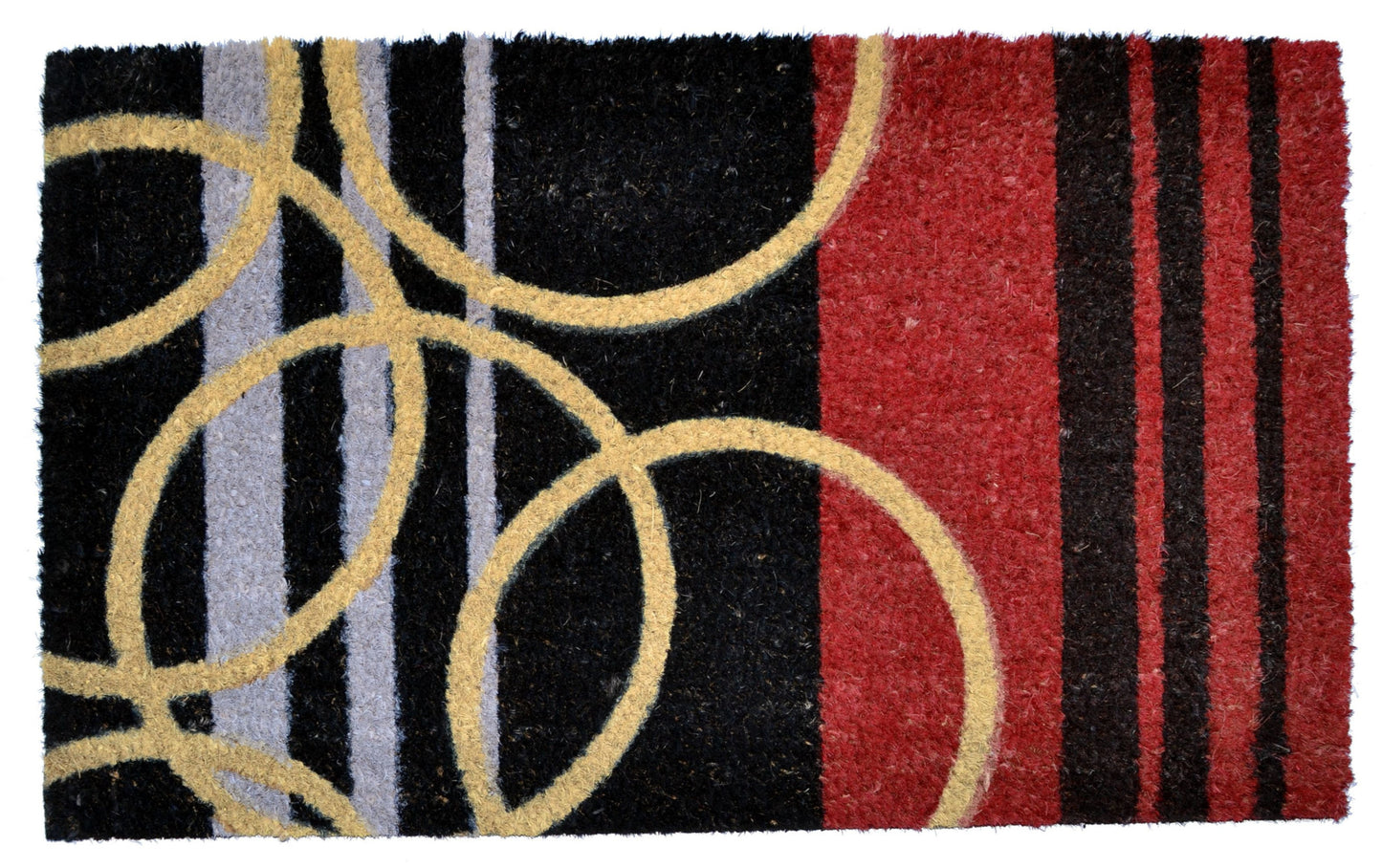 18" X 30" Black and Red Coir Striped Outdoor Door Mat-2
