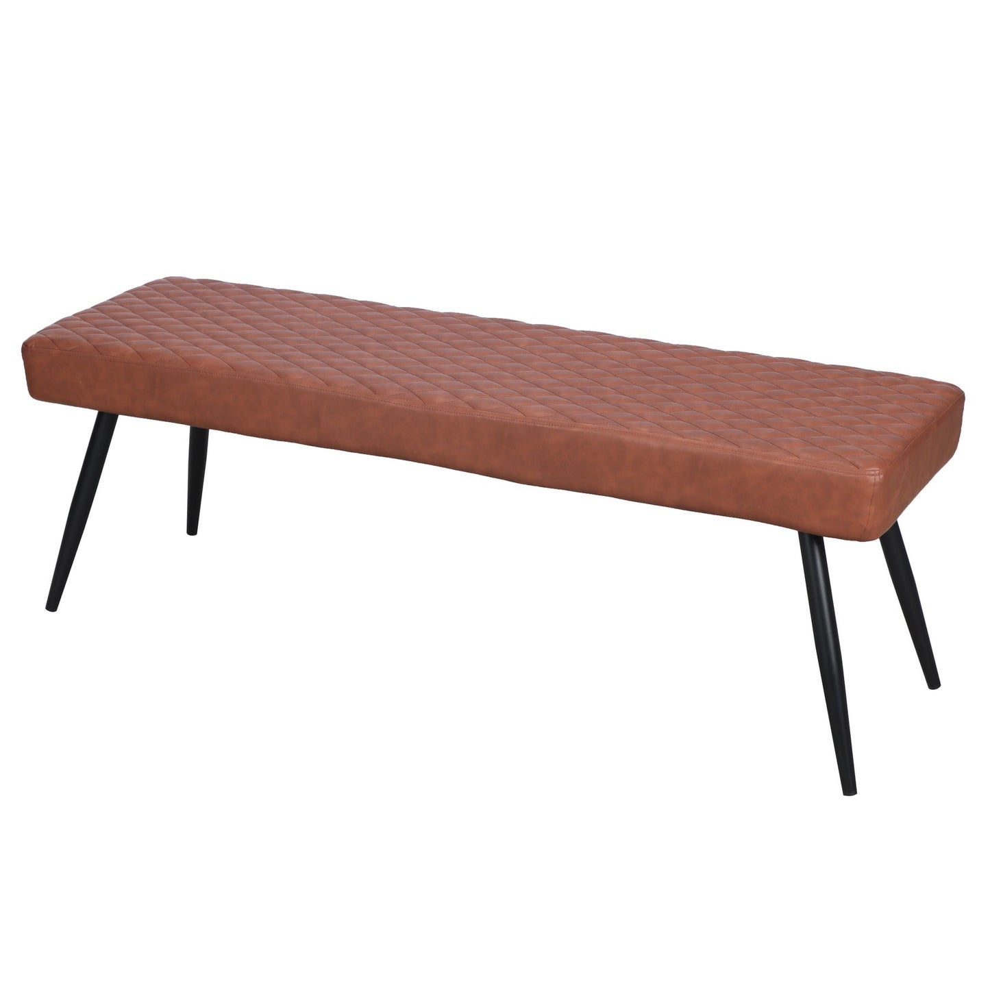54" Brown and Black Faux Leather Upholstered Dining Bench-3