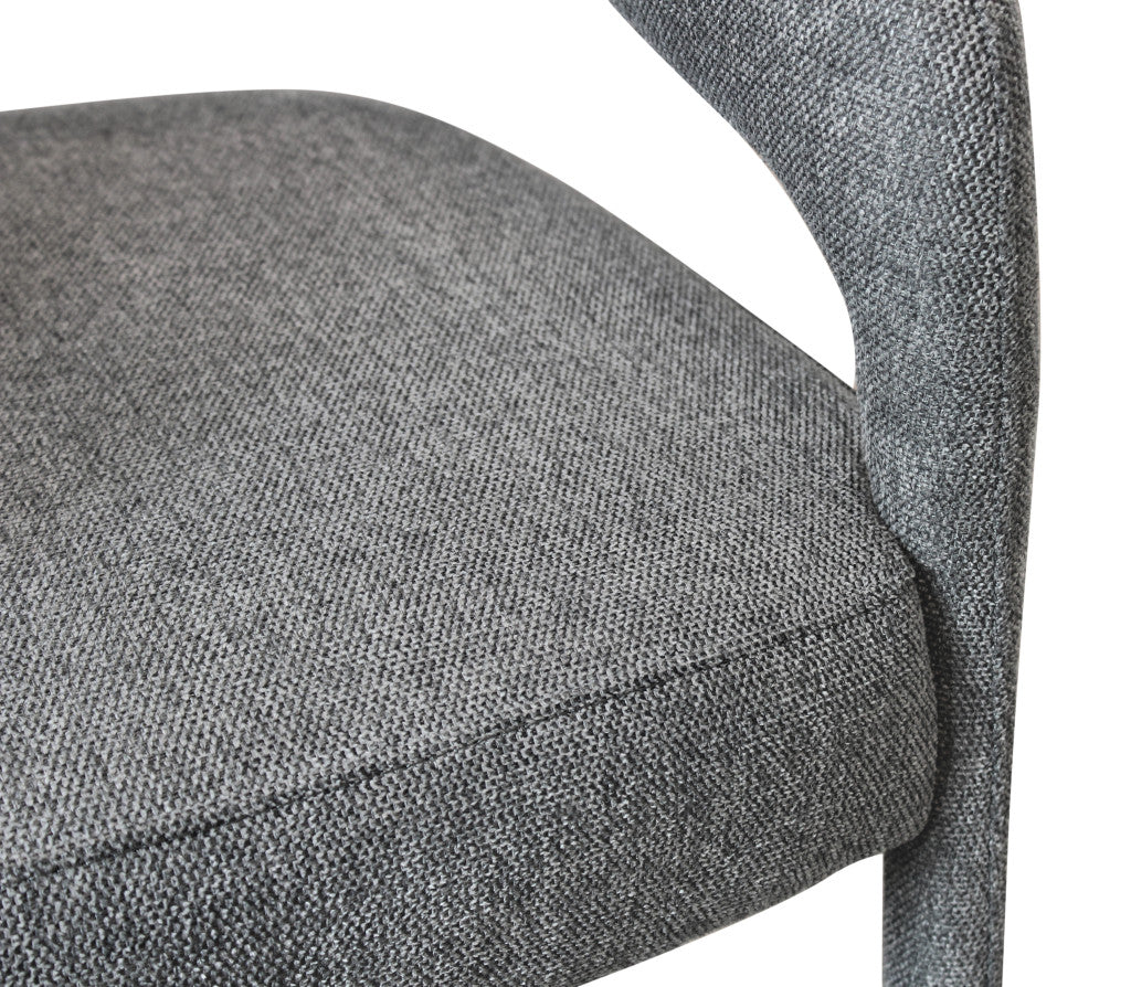 25" Gray Metal and Fabric Low Back Counter Height Bar Chair-6