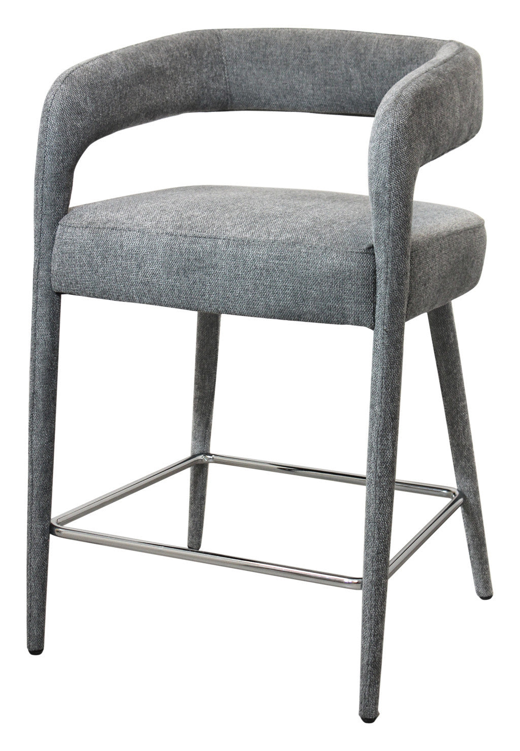 25" Gray Metal and Fabric Low Back Counter Height Bar Chair-7