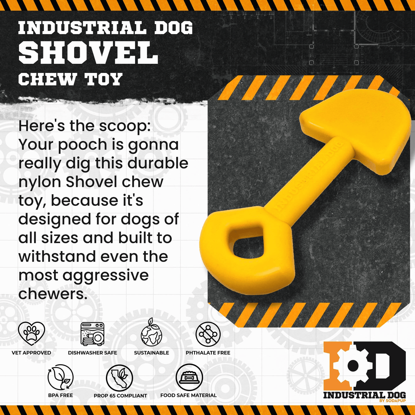 ID Shovel Ultra-Durable Nylon Chew Toy for Aggressive Chewers-3