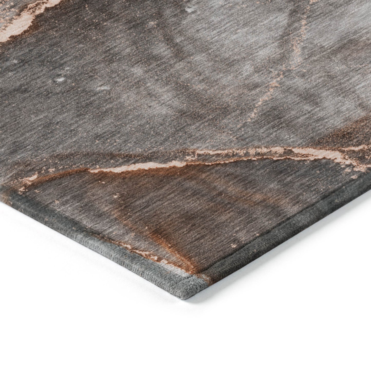 5' X 8' Peach Abstract Washable Non Skid Indoor Outdoor Area Rug-6