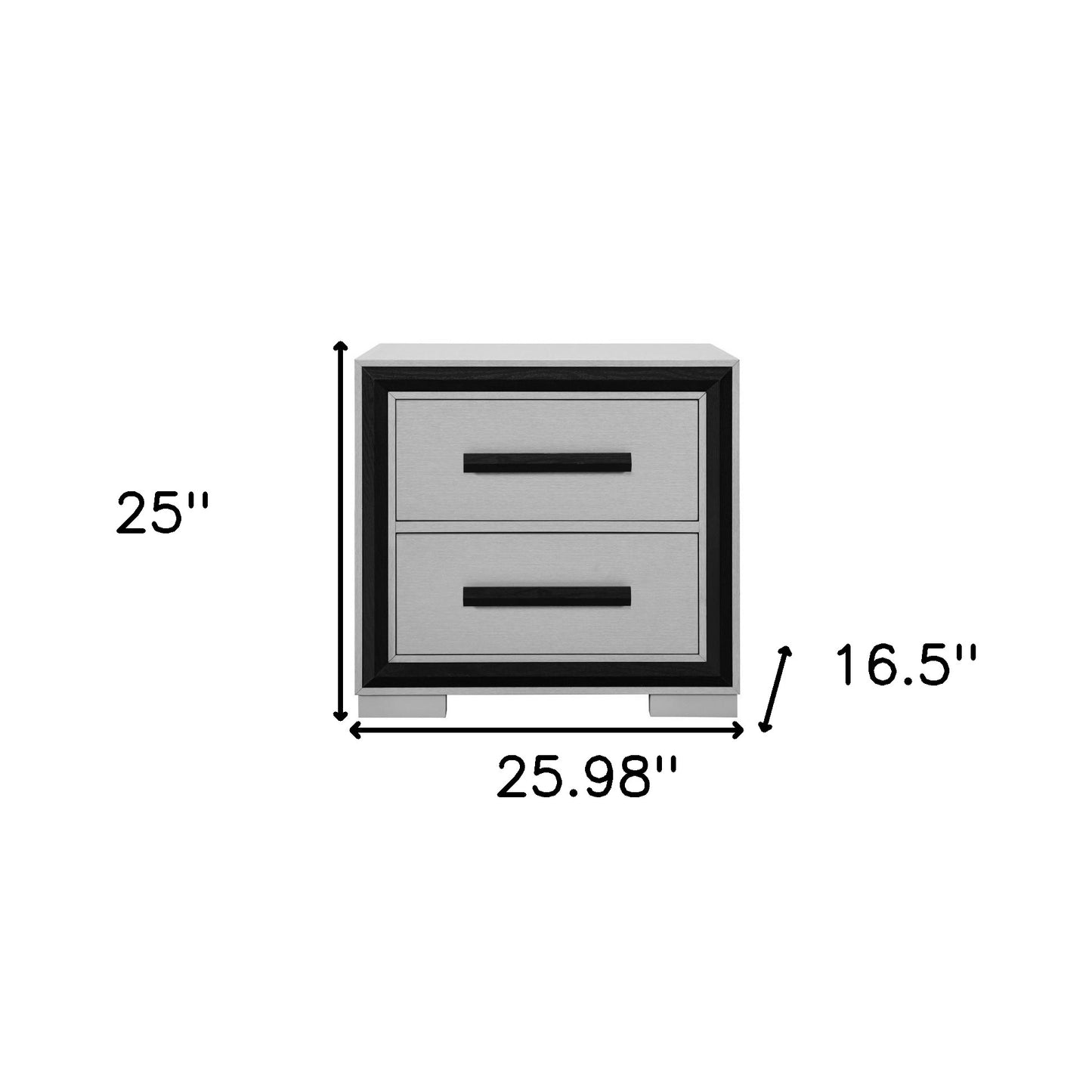 25" Gray and Black Two Drawer Wood Nightstand-7