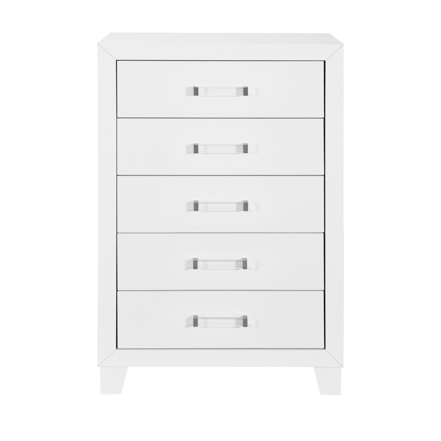 49" White Wood Five Drawer Dresser-2