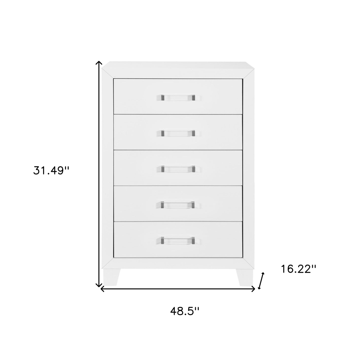 49" White Wood Five Drawer Dresser-7