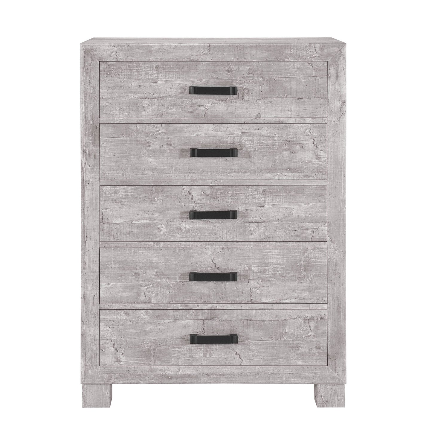 48" Gray Wood Five Drawer Dresser-4