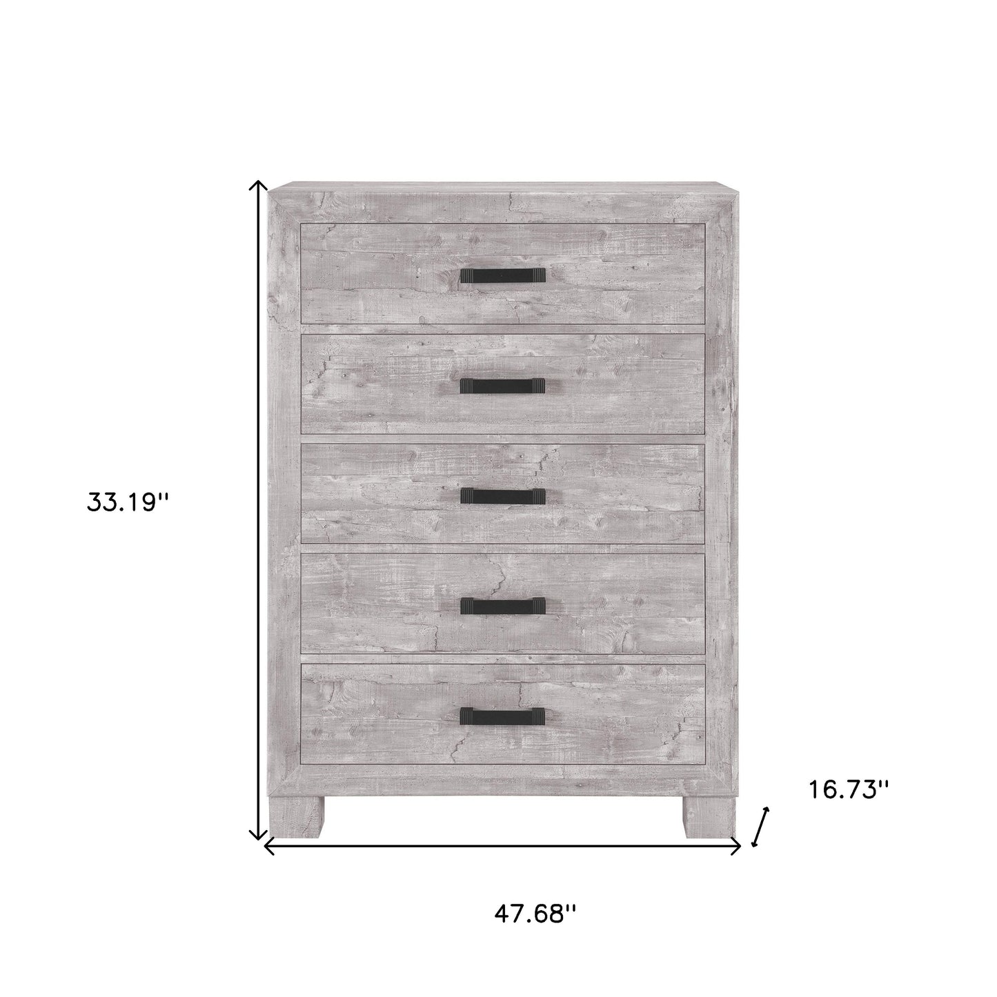 48" Gray Wood Five Drawer Dresser-7