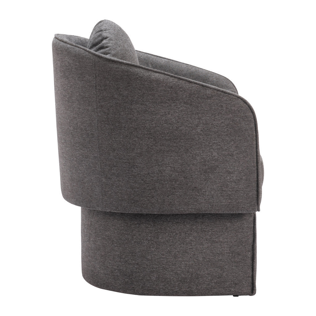 28" Gray Upholstered Club Chair And Toss Pillow-2