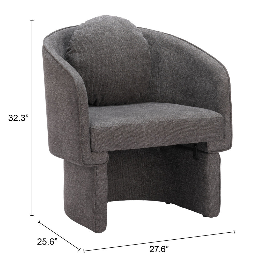 28" Gray Upholstered Club Chair And Toss Pillow-8