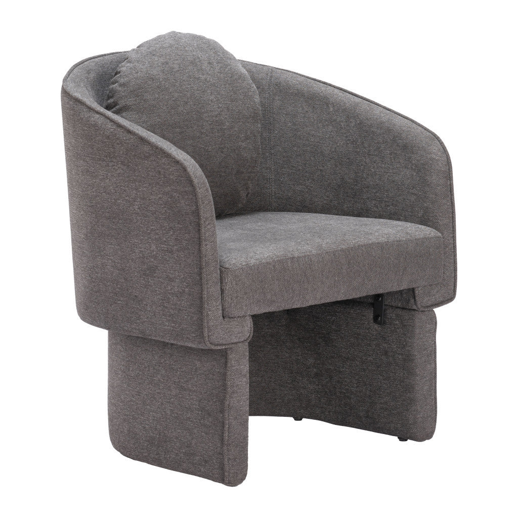 28" Gray Upholstered Club Chair And Toss Pillow-6