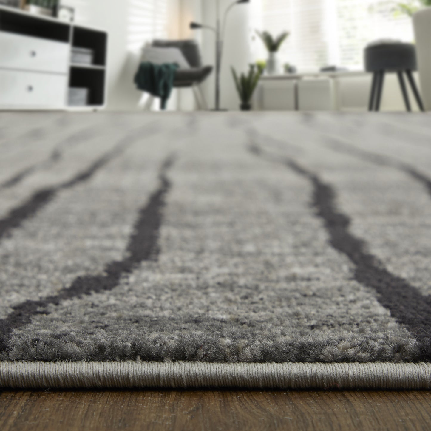 5' X 8' Gray and Black Abstract Power Loom Area Rug-8