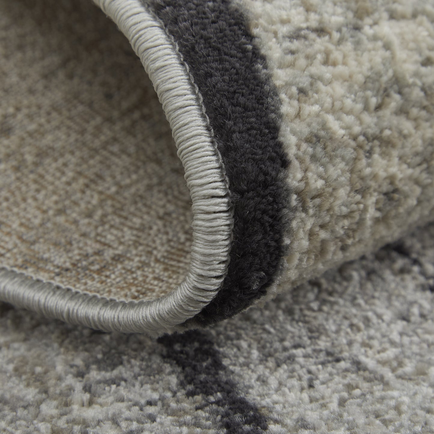 5' X 8' Gray and Black Abstract Power Loom Area Rug-5