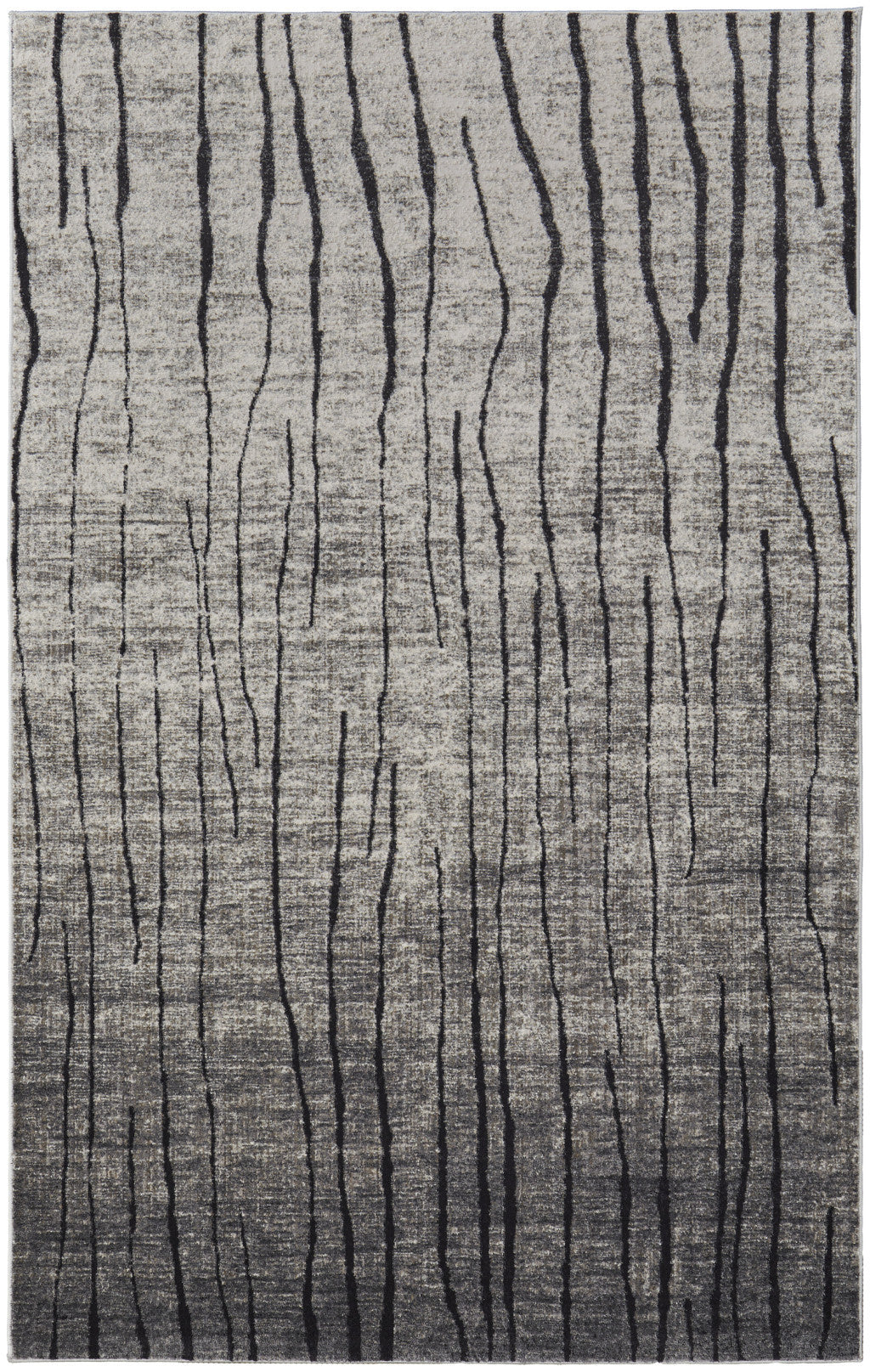 5' X 8' Gray and Black Abstract Power Loom Area Rug-2
