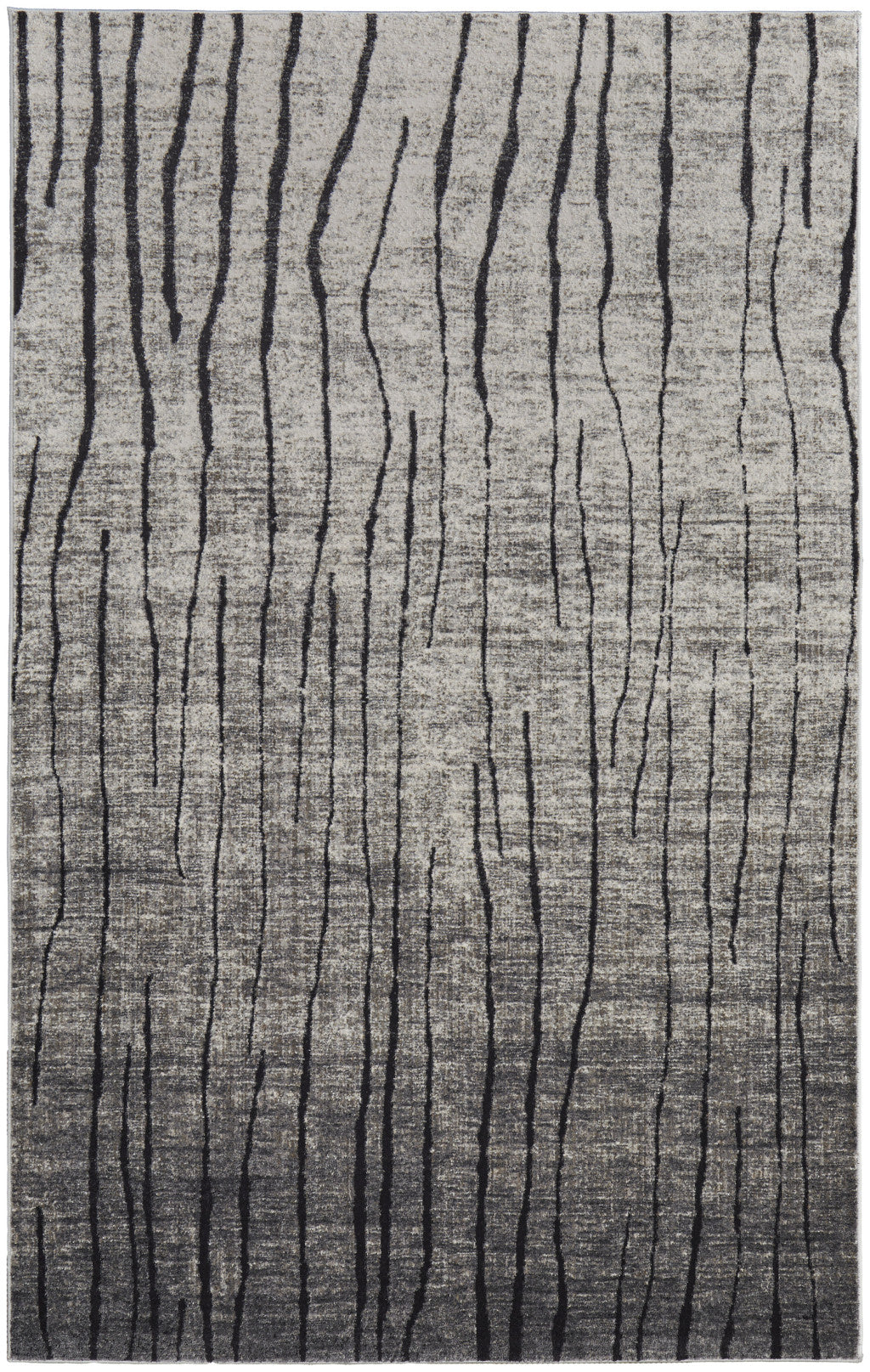 5' X 8' Gray and Black Abstract Power Loom Area Rug-1