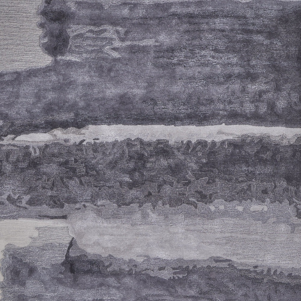 5' X 8' Dark Gray and Ivory Abstract Hand Tufted Area Rug-4