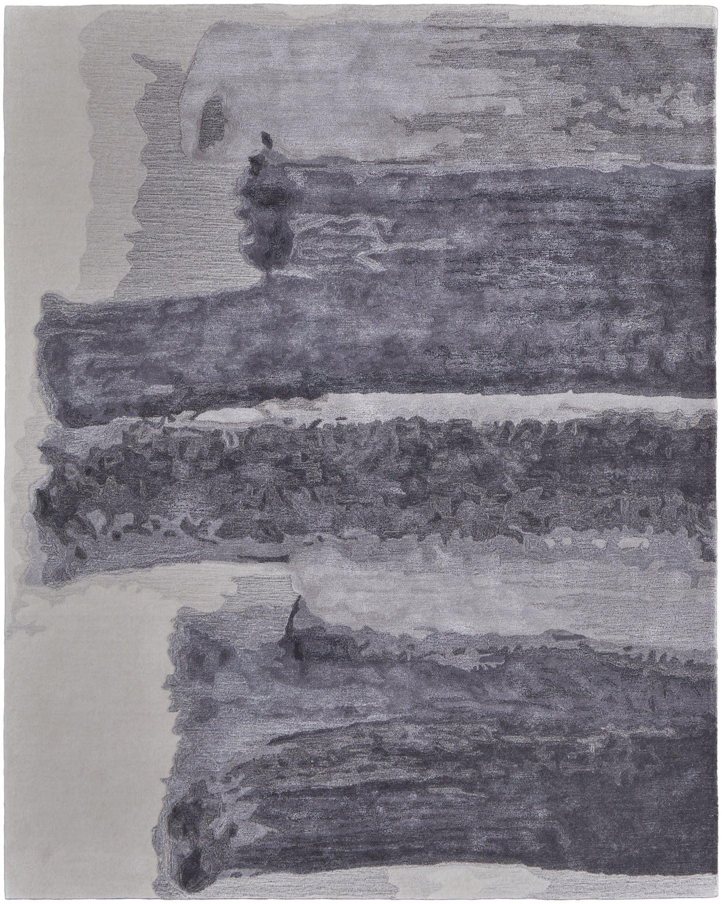 5' X 8' Dark Gray and Ivory Abstract Hand Tufted Area Rug-0