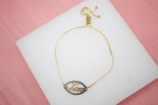 18K Gold Filled Love Adjustable Box Chain Bracelet-0