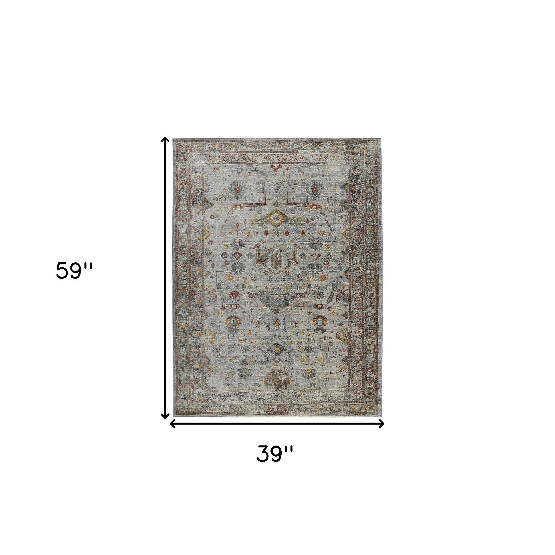 3' X 5' Gray Rust And Brown Medallion Area Rug-2