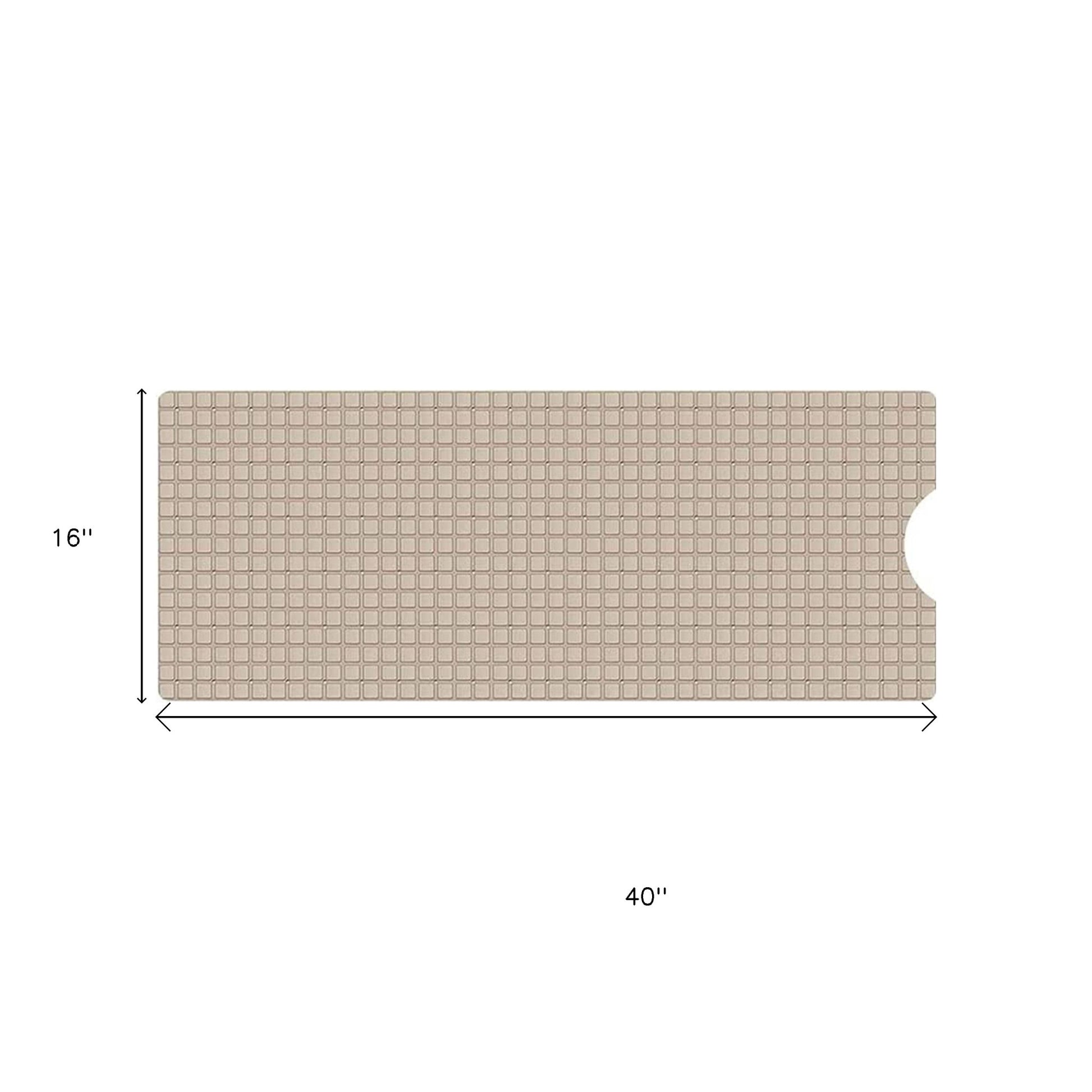 40" Beige Geometric Tiles Non Slip Bathtub Mat-6