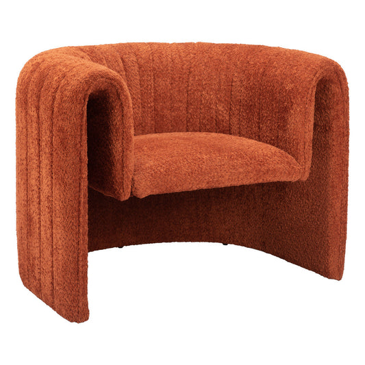 37" Burnt Orange Sherpa And Upholstered Tufted Arm Chair-0