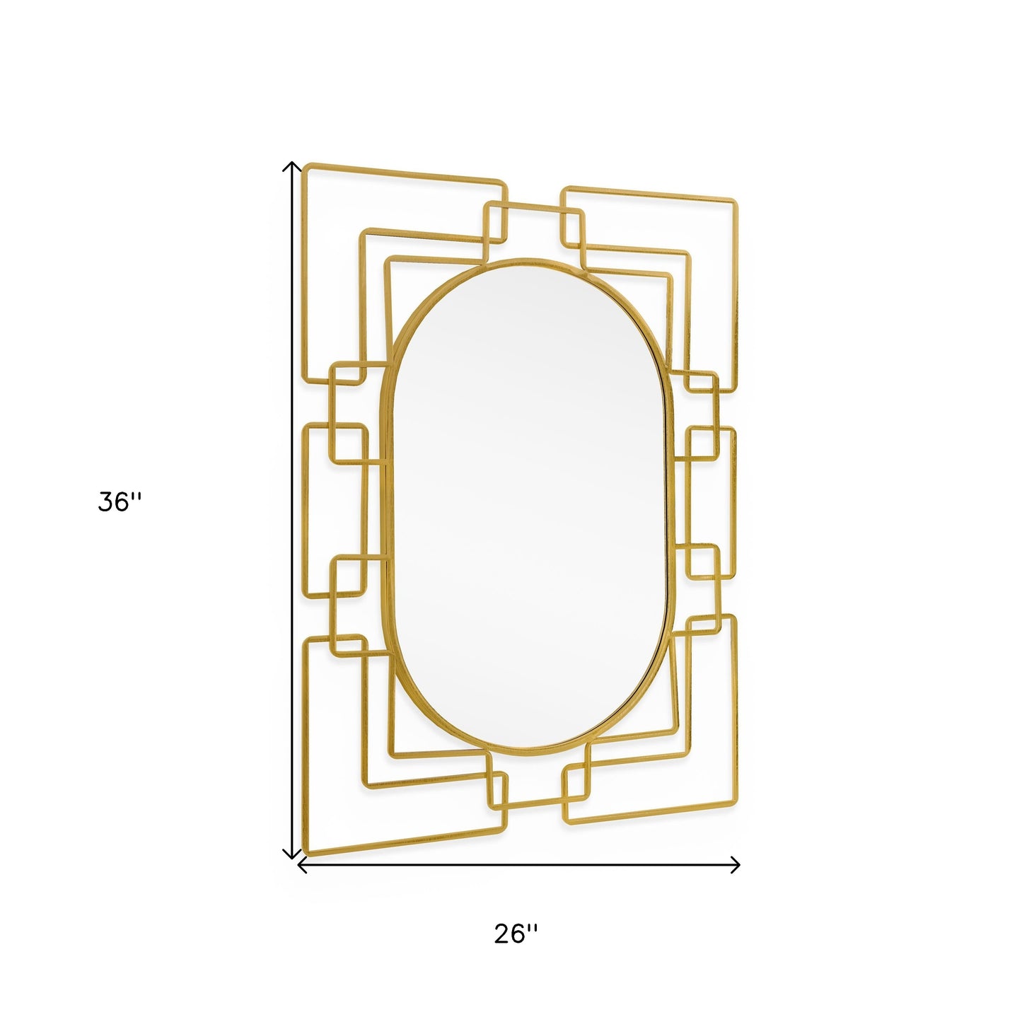 36" Gold Metal Geometric Oval Accent Mirror-6